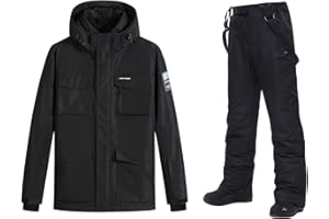 MUTUSNOW Men's Ski Jacket and Pants Set,Snow Suits for Men Waterproof Windproof,Winter Outdoor Ski Suit for Mountain/Snowboarding