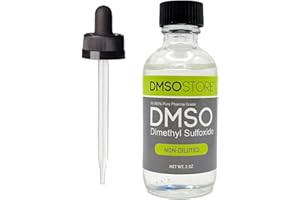DMSOSTORE DMSO Pharmaceutial Grade 2 oz. Liquid, Pure 99.995% Purity, Low Odor, Non-Diluted, Dimethyl Sulfoxide in a Glass Bottle with Dropper