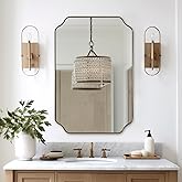 ANDY STAR 24"x36" Gold Mirror, Brushed Brass Scalloped Wall Mirror, Bathroom Mirror for Vanity, Wall Mirror with Aesthetic Sc