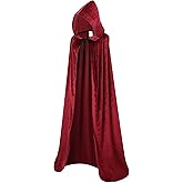 TOONRAIN Unisex Full Length Velvet Cape with Hood Adult Halloween Costume Cloak Vampire Witch Cosplay for Women