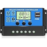 [Upgraded] 30A PWM Solar Charge Controller with Auto Parameter LCD Display | 12V/ 24V Solar Panel Regulator with Dual USB Port Adjustable Timer Setting
