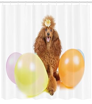 Amazon Com Ambesonne Poodle Shower Curtain Partying With Dog A