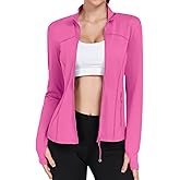 YOKGO Women's Workout Jackets Full Zip Running Yoga Jackets Lightweight Athletic Clothes with Thumb Holes