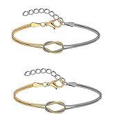 WETMT 1Pair Love Knot Bracelet for Couples Women Gold Silver Knot Bracelet Mother Daughter Bond Knot Bracelet Friendship Forever Infinity Bracelets Best Friend Bracelet Chrismas Valentine Jewelry