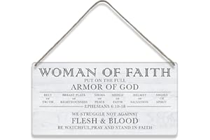 MIGUMUTU Put on the Full Armor of God Quote Home Wall Decor Wooden Signs Rustic Farmhouse Woman Of Faith Hanging Wall Plaque Religious Sign