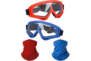 LJDJ Motorcycle Goggles,2 Pack Dirt Bike ATV Motocross Riding Hiking Protective with 2 Pack Neck Breathable Bandana Mask