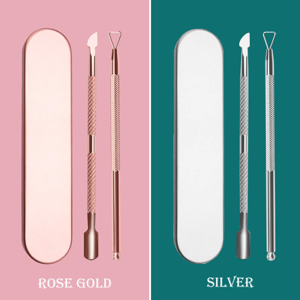 Cuticle Pusher & Cutter set, KINGMAS 2 Pack Gel Nail Polish Remover Tool Triangle Cuticle Peeler Scraper and Spoon Nail Cleanel Stainless Steel Manicure Tools: Beauty