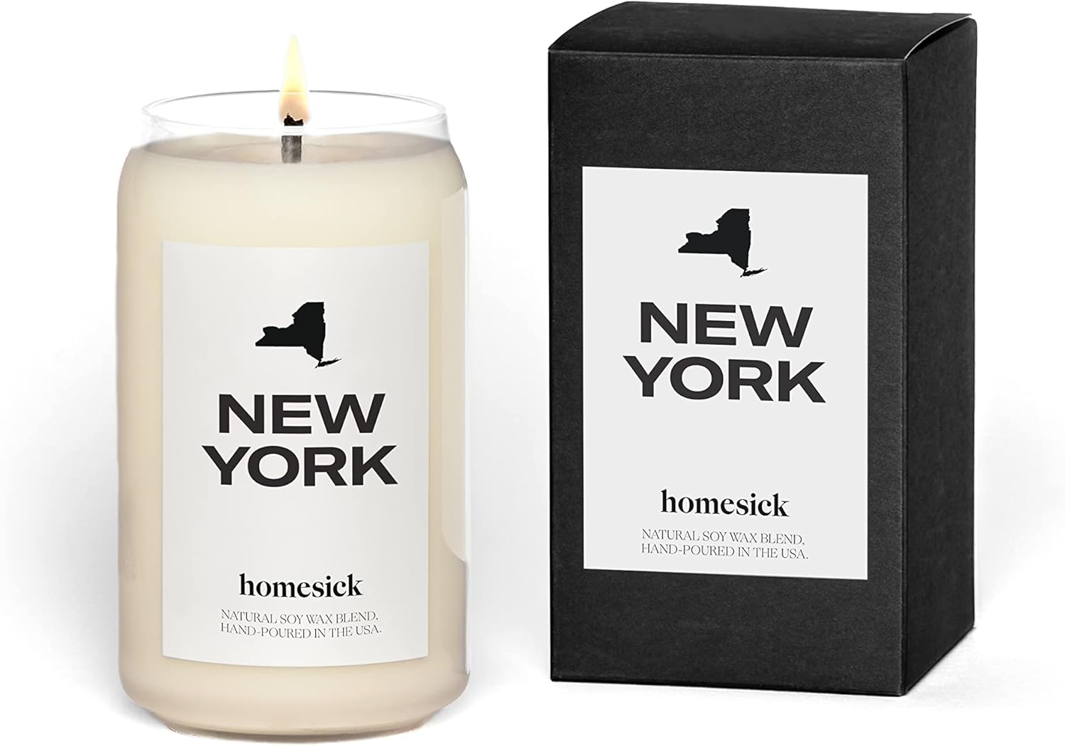 Candles & Holders - Homesick Premium Scented Candle, New York - Scents of Apple Peel, Nutmeg, Clove, 13.75 oz, 60-80 Hour Burn, Natural Soy Blend Candle Home Decor, Relaxing Aromatherapy Candle
