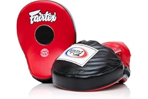 Fairtex FMV9 Contoured Focus Mitts |Striking Accuracy & Protection for Boxing, Muay Thai, Kickboxing |Ergonomic Design, Soft Padding, Secure Fit Leather