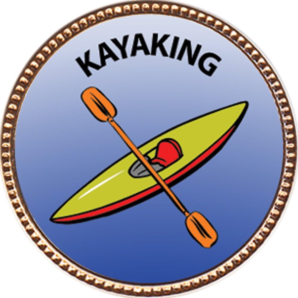 Keepsake Awards Kayaking Award, 1 inch Dia Gold Pin Outdoor Skills Collection Toys