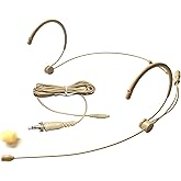 Microdot 4016 Headset Headworn Microphone for SENNHEISER Wireless System- Detachable Cable with 3.5mm Screw Locking Plug - Omidirectional Mic