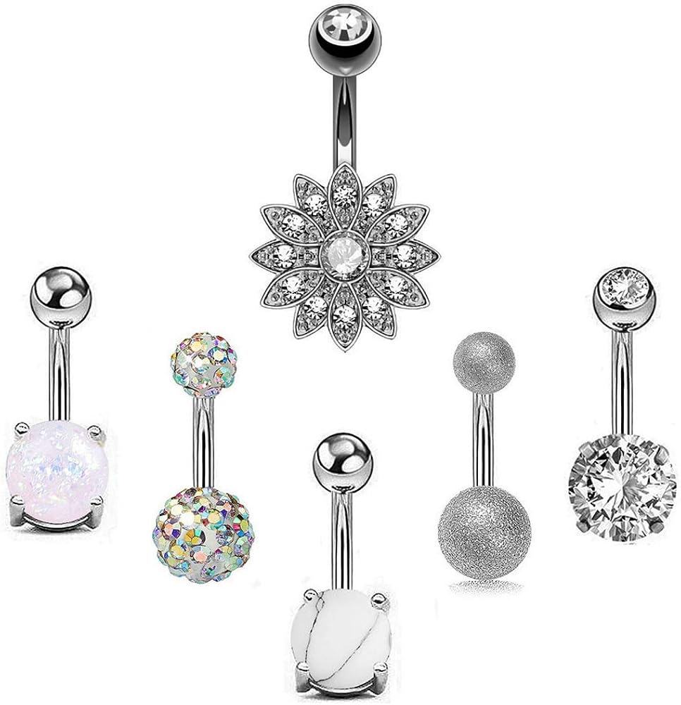 Belly Piercing Kit Combofix 6Pcs Belly Piercing Kit