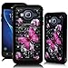 ZASE compatible with Galaxy J3 2016 Case, J3V, Galaxy Express Prime, Galaxy Sol, Galaxy Amp Prime Case Design [Drop Protection Shock Resistant] Crystal Jewel Bling Cute Case (Diamond Hot Pink Butterfly Flower)