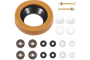 Toilet Wax Ring, Thick Toilet Bowl Wax Ring Kit with Brass Bolts,Ring Gasket Reinforced Urethane Core and Polyethylene Flange