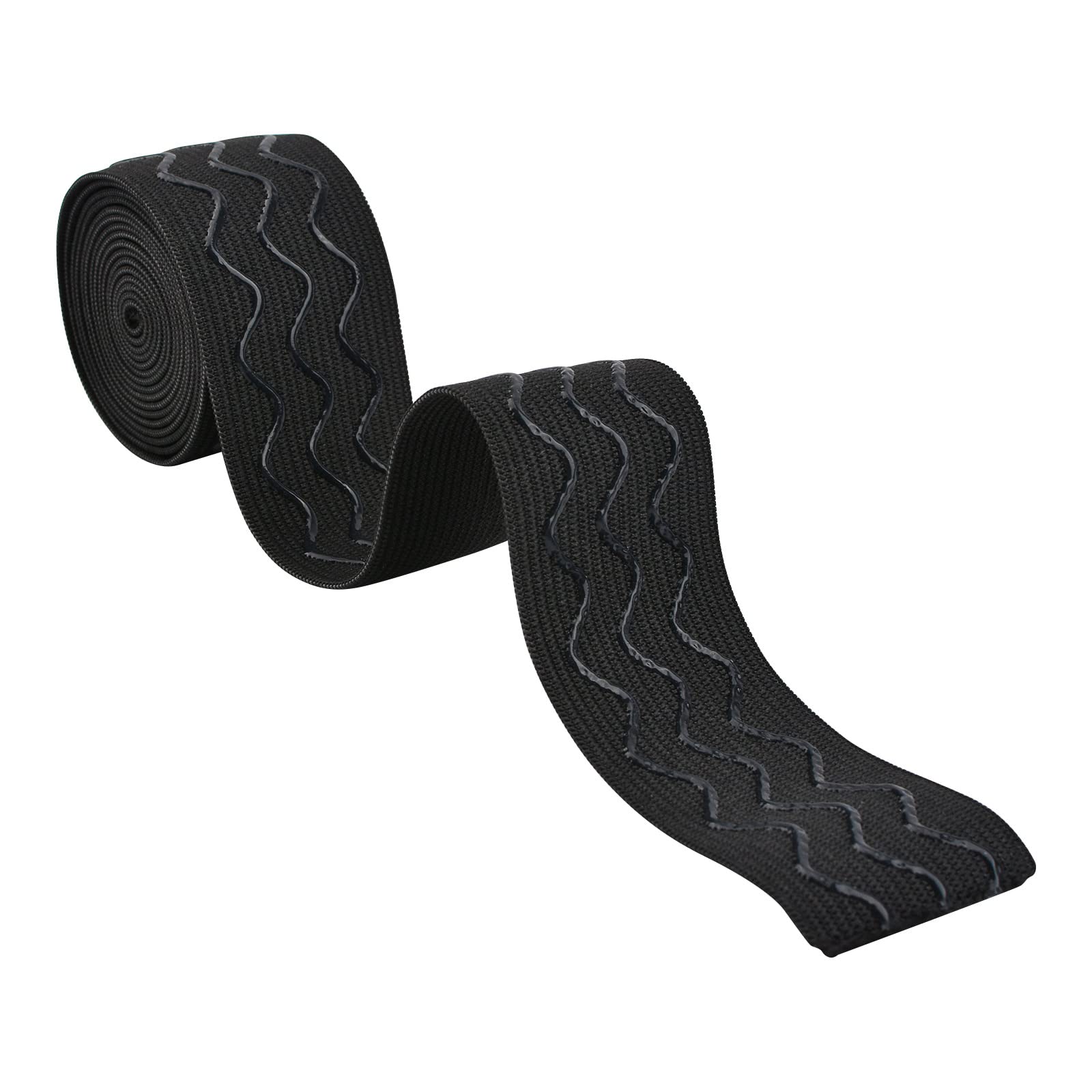 WANDIC Elastic Band, 10 Yards Black Silicone Elastic Tape High Elasticity Waistband for Sewing Clothes Handicrafts, 4cm