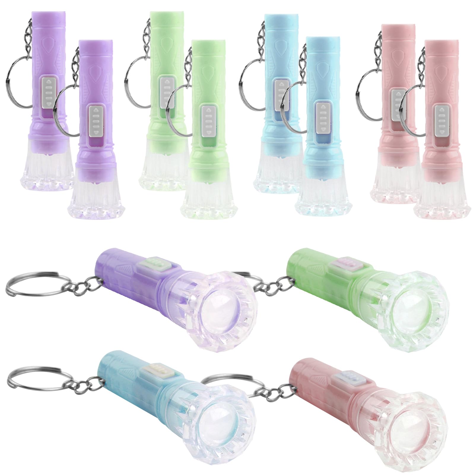 WrteEase 20-Pack Mini LED Keychain Torches – Random Color-Colorful Pocket-Sized Flashlights with Key Ring, Ideal for Kids Party Bag Fillers, Camping, and Reading