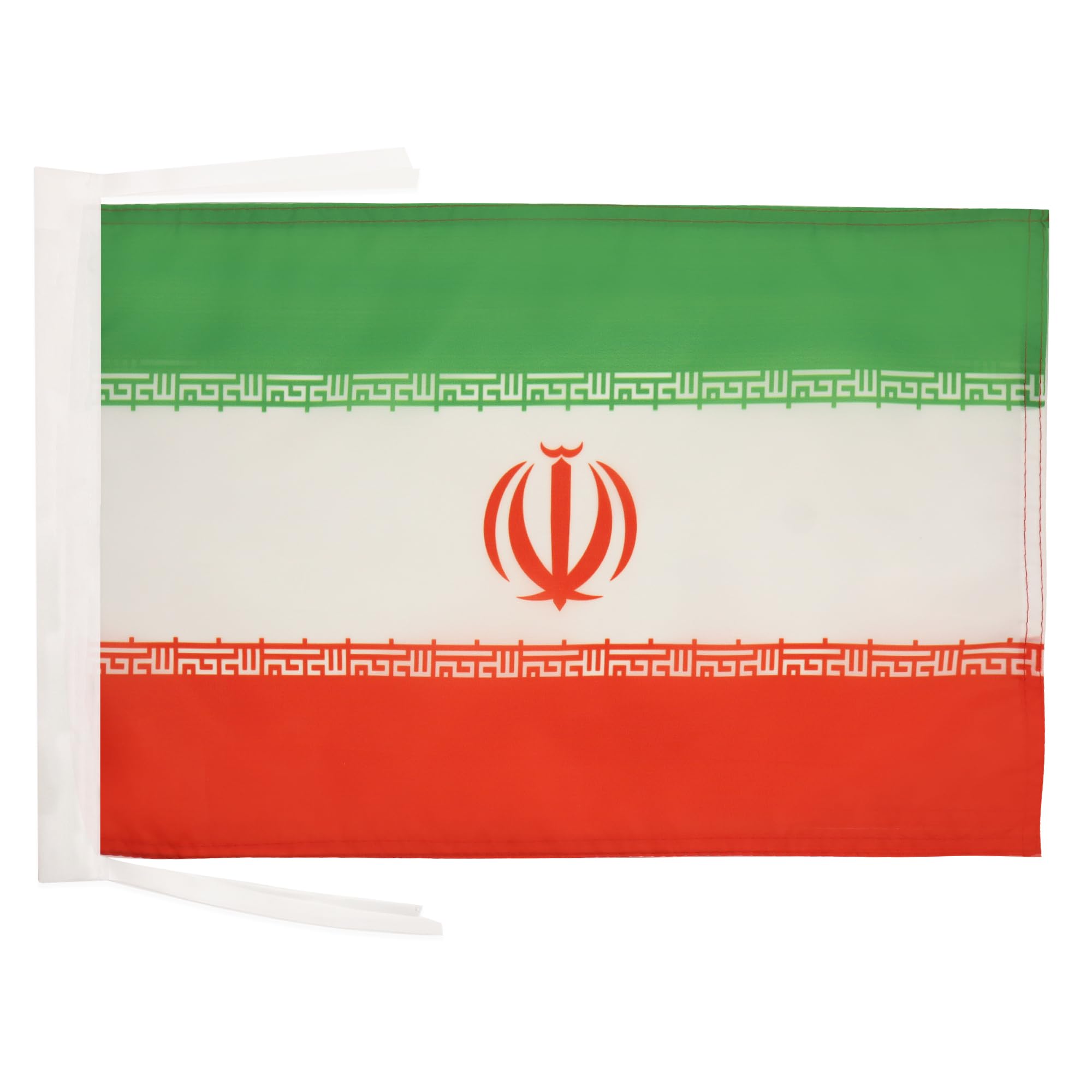 AZ FLAG - Iran Flag - 18'' x 12'' - 100% Polyester Iranian - Persian Small Banner with Two Cords - Fade Resistant - Vivid Colors - 18x12 in - 45x30 Cm — image 1