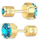 Hopply Hypoallergenic G23 Pure Titanium Earrings for Women Men,20G Implant Grade Flatback 5A Cubic Zirconia Earrings Studs for Sensitive Ears Jewelry Gift