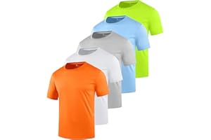 ZITY 5 Pack Classic Tshirt for Men- Men's Rash Guard Short Sleeve UPF 50+ Sun Protection Moisture Wicking Athletic Shirts