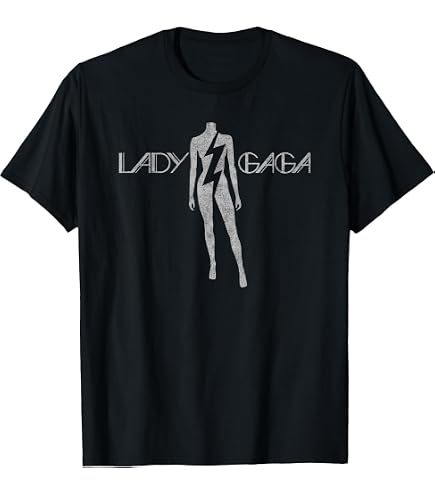 Amazon.com: Official Lady Gaga Lightning Black Logo T-Shirt