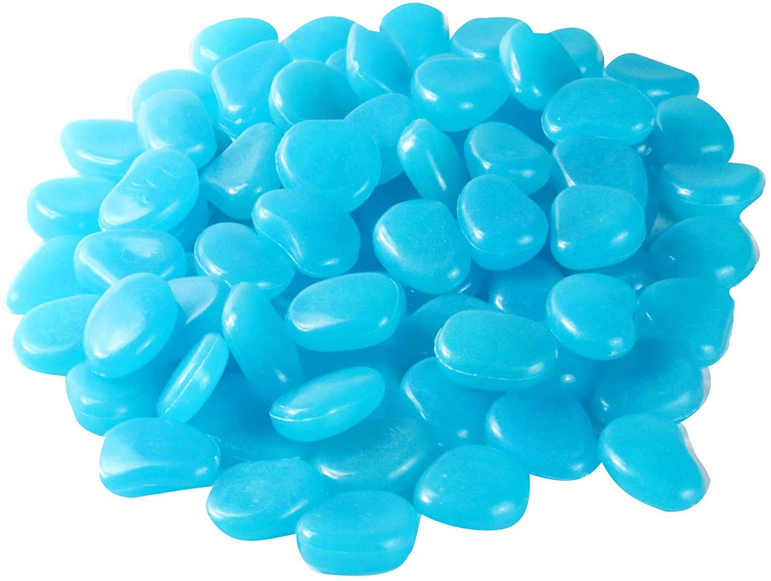 Ruiuzioong Luminous Stones, 100pcs Blue Glow Pebbles for Garden Decor, Aquarium, Path