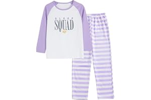Cozchique Pajamas For Girls Size 6-16 Pants & Long Sleeve Jammies Glitter Heart & Stripe Tween/Teens Fall Cloths Set