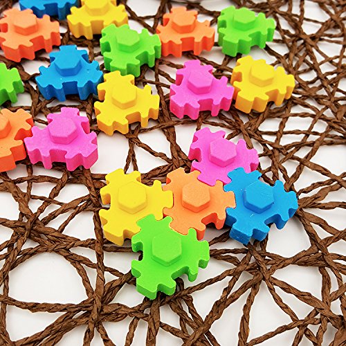 Magnoloran 50 Piece Geometric Shape Six Corner Pencil Erasers Removable