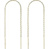 Threader Earrings for Women 18K Gold Filled Chain Earrings Dainty Drop Dangle Long Thread Earring Dangly Double Piercing Jewelry Gift