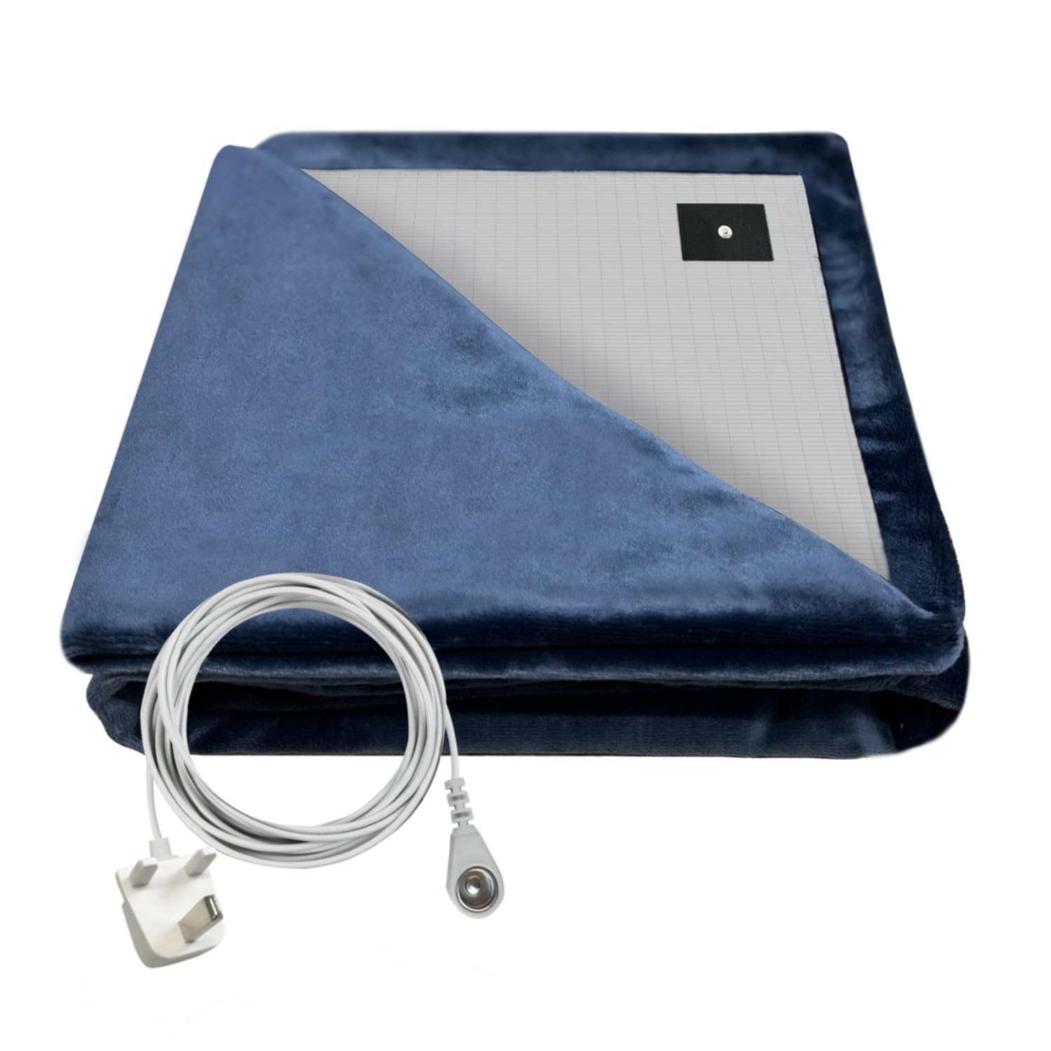 Tvouanz Grounding Blanket/Earthing Bed Sheet in 2 Usage Ways, 55 * 80 inch, Grounded Throw Kit with UK Cord, Improve Sleeping Grounding Sheet (Dark Blue)