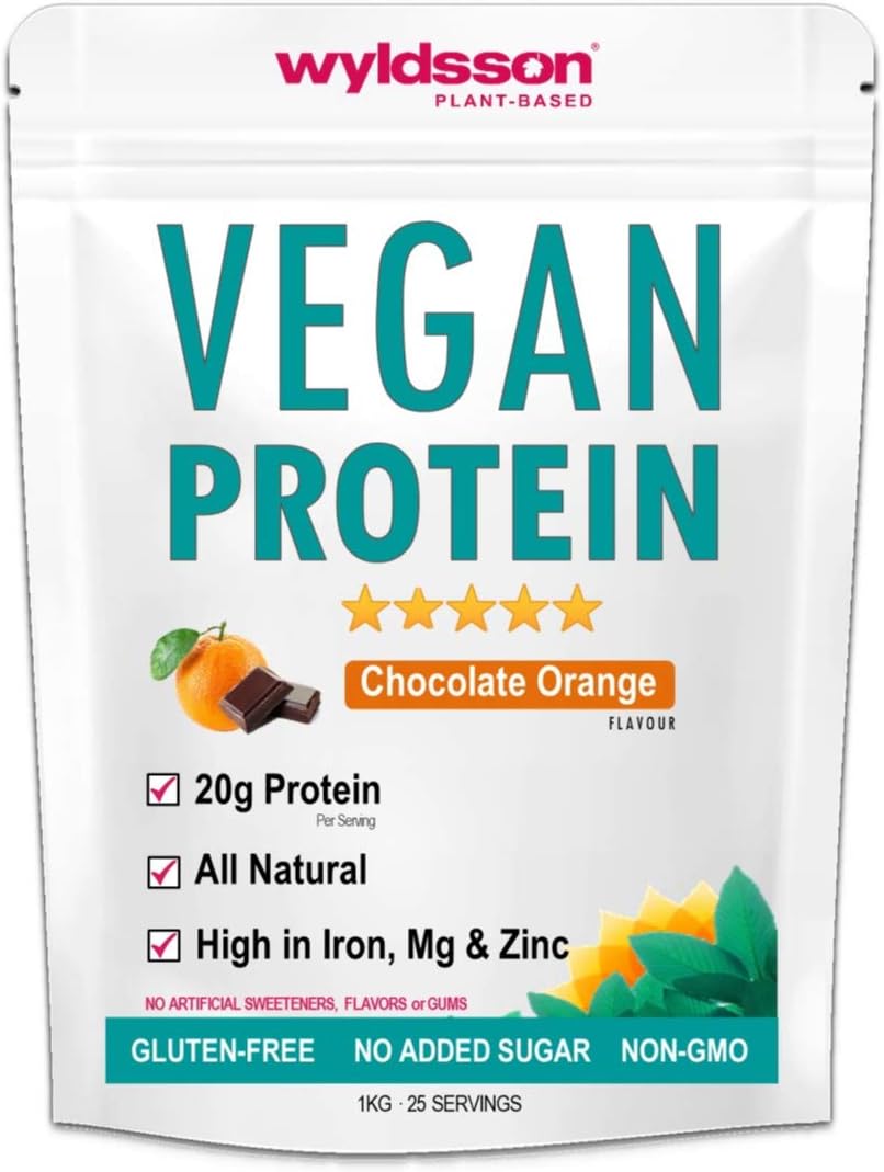 Vegan Protein Powder (1kg) with Vital Minerals | High in Iron | with Organic Plant Protein | Gluten Free (Chocolate Orange)