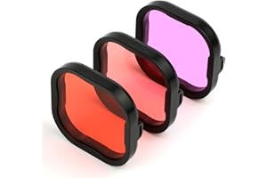 QIUNIU Underwater Camera Dive Filters for GoPro Hero 8,9, 10, 11 and 12 Black Waterproof Protective Housing - Lens Cover in Red, Light Red, and Magenta for Color Correction in Underwater Photography