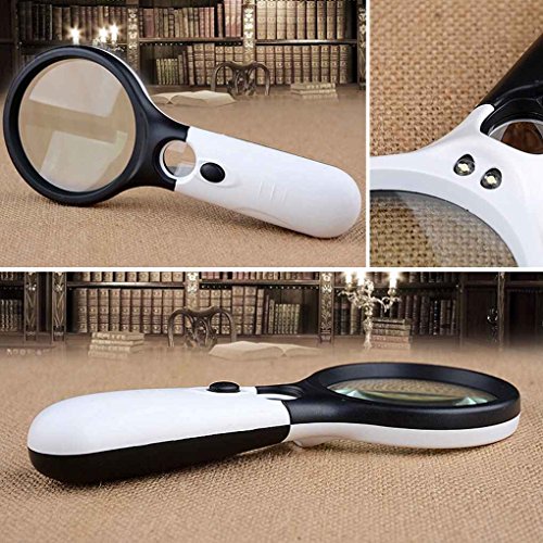 MuLuo LED Light 45X Magnifying Glass Lens Handheld Mini Pocket Microscope Reading Jewelry Loupe Glass - Thumbnail 3