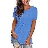 Saloogoe Womens Loose Fit Tshirts Short Sleeve Summer Tops Casual Workout Yoga Tunic T Shirts Tops