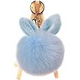 URSFUR Artificial Rabbit Ball Keychain Ear Pompom Phone Bag Charm Pendant