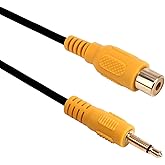 Yeworth Gold Plated 3.5mm 1/8 inch Mono Male Plug to RCA Female Jack Audio Adapter Cable Cord 0.3m