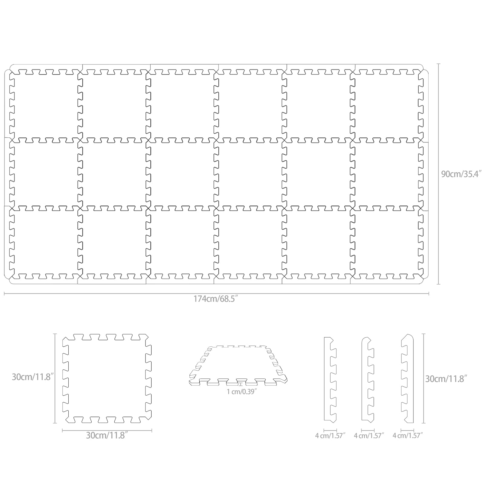 Yostrong® 18 Tiles Interlocking Puzzle Foam Baby Play Mat with Straight Edges for Playing - EVA Babies Crawling Mat | Rubber Floor Work Out Mats for Home Gym. Beige. YOC-Jb18S18