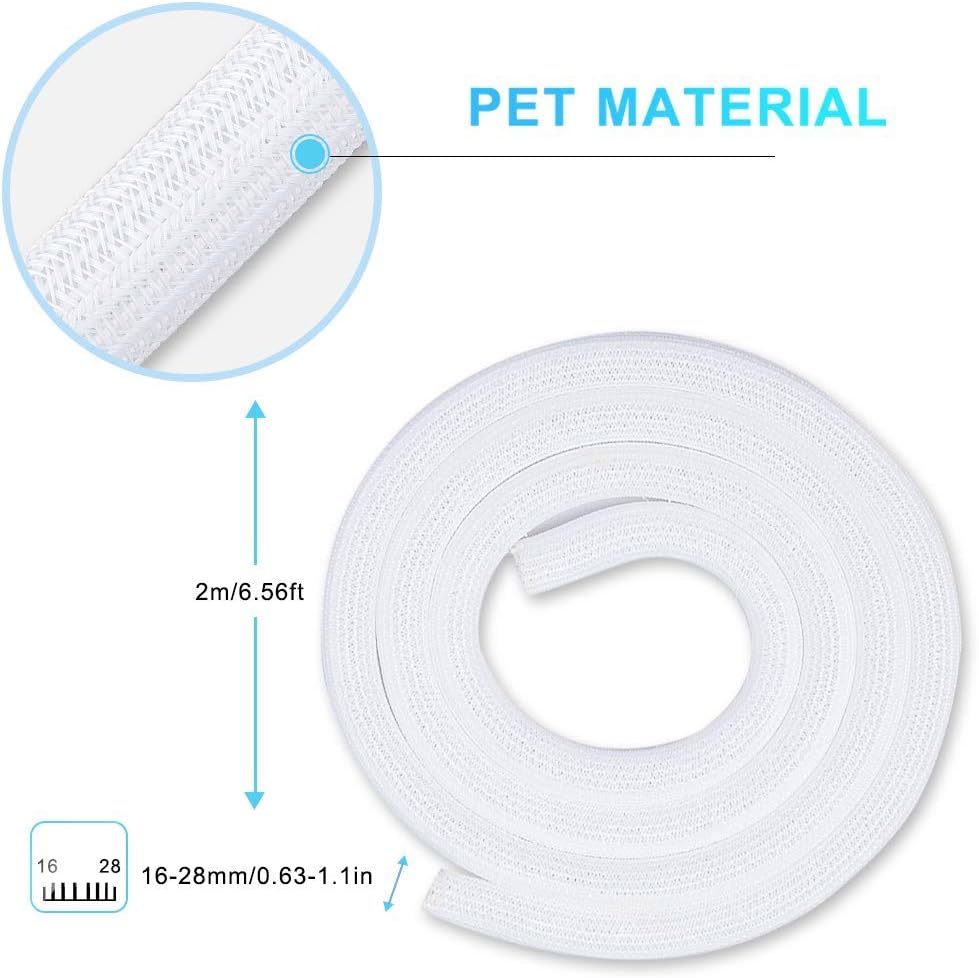 White Cable Sleeve Cover, AGPTEK Cord Management System for Desk PC TV Computer Projector Wires Protection and Organization, Home, Theater and Office, 6.6ft - 2/3 inch, White: Home Audio & Theater