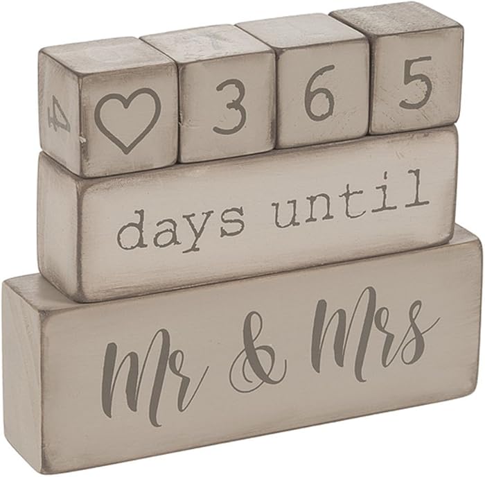 Ganz ER49764 6 Piece Wooden Block Wedding Day Countdown Calendar, Rustic