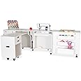 Arrow K8611 Aussie Kangaroo Sewing, Cutting, Quilting, Crafting Cabinet with Storage, Portable with Wheels and Airlift, Large, White Ash Finish