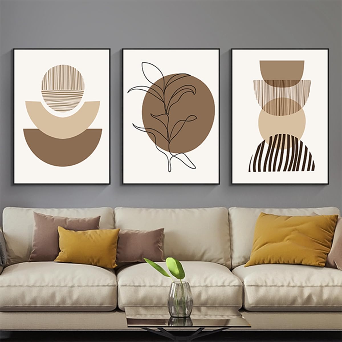 HMDKHI Modern Bohemian Abstract Poster Wall Decoration, Beautiful Botanical Pictures Poster Wall Art, Minimalist Wall Poster Set - Frameless (Wall Picture-03.50 x 70 cm x 3 Pieces)