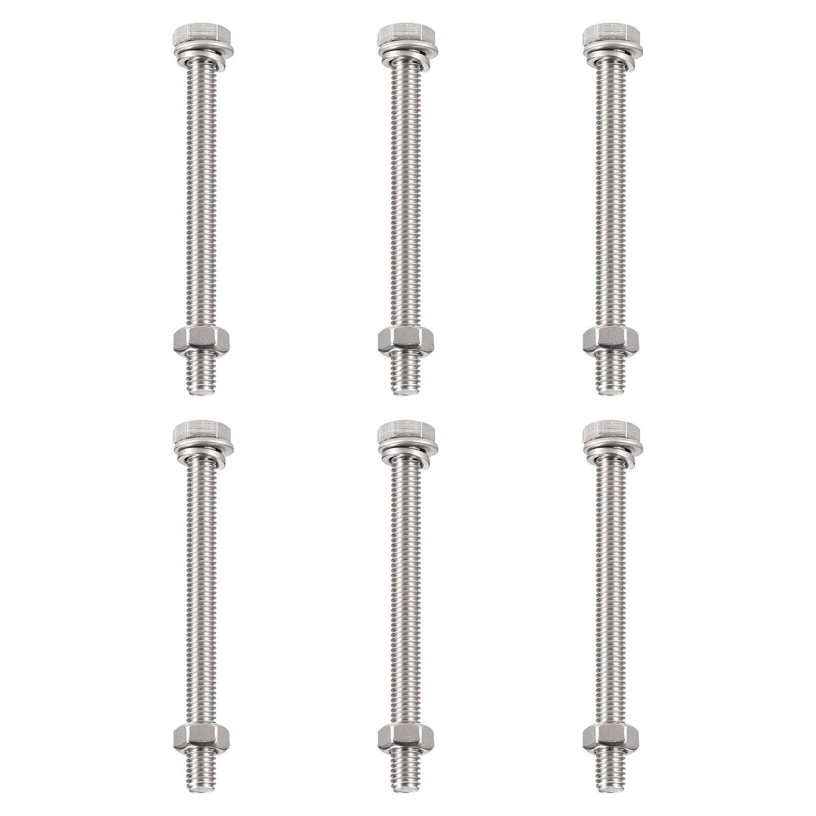 TA-VIGOR 6Pcs M6 x 75mm Hex Head Screws Bolts, Nuts, Flat & Lock Washers Kits, Fully Thread Hexagon Bolts, High Tensile Cap Screws for Metal Work, Automotive Machinery, Bike Motorcycles Repair