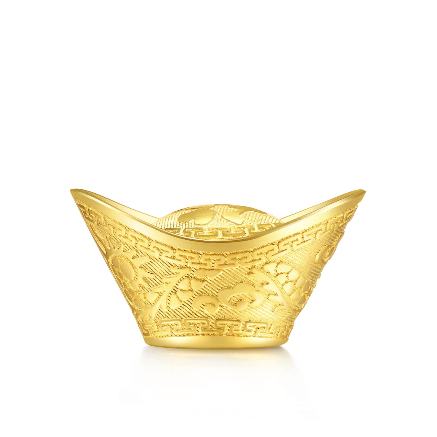 CHOW SANG SANG 999.9 24K Solid Gold Price-by-Weight Gold Yuanbao Gold Ingot Gold Ornament for Women and Men 93958O (Felicity (福), Approx. 0.2tael (~7.48g))