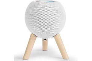 GGMM Real Wood Stand for HomePod Mini, Mid-Century Modern Style Wooden Dock with Metal Frame, Safe Stable Mount with Anti-Slip Silicone pad Protects Home pod mini Speaker Well, Made of Maple Wood