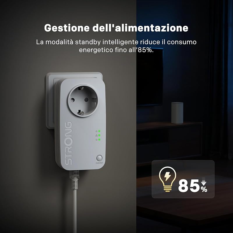 AV600 Kit Powerline con Presa Integrata, LAN 100 Mbps, Kit da 2