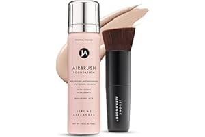 Jerome Alexander MagicMinerals AirBrush Foundation – 2 Piece Set with Airbrush Foundation and Kabuki Brush - Spray Makeup with Anti-aging Ingredients for Smooth Radiant Skin - Light