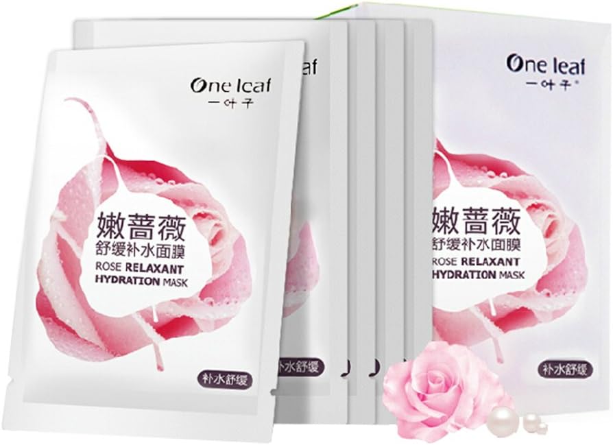 AWEN One Leaf Rose Relaxant Hydration Facial Mask 5pcs – Replenishment, Soothes, Moisturizing, Whitening and Ruddy