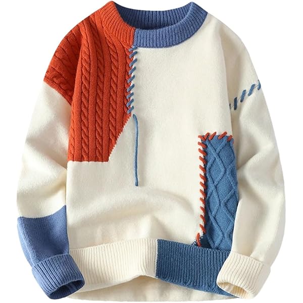 Man Non-Iron Patchwork Sweaters Men's Spring Autumn Winter Men's