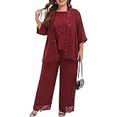 Elegant Plus Size 3 Piece Mother of The Bride Pant Suits with Laces for Formal Wedding Guest Outfit