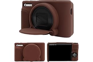 MUZIRI KINOKOO Silicone Case Compatible for Canon Powershot SX740/SX730 HS Digital Camera - Soft Rubber SX740 HS Protective Sleeve with Removable Lens Cover - Anti-Slip & Anti-Scratch - Dark Brown