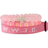 PAIOJVN WWJD Braided Rope Beads Bracelet Set What Would Jesus Do Handmade Adjustable Cross Beads Bracelet Natural Stone Stretch Elastic Bracelet for Women Men Jewelry